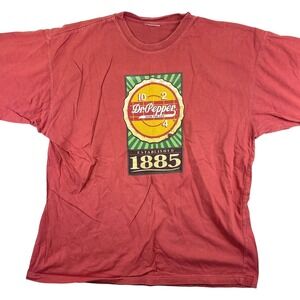 Dr Pepper T-Shirt Men's XXL Red Graphic Logo Short Sleeve Tee Vintage 90s